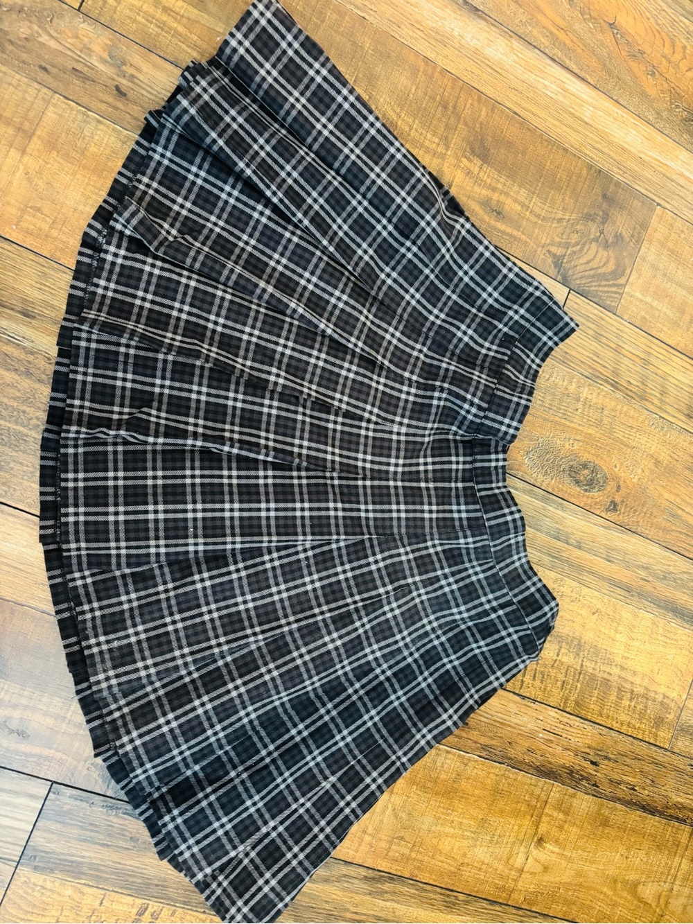 aerie Black & White Plaid Pleated Mini Skirt